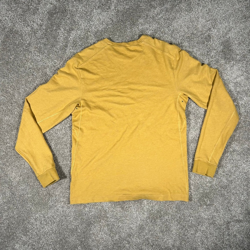 Nike Dri-FIT Mens Small Long Sleeve Training Shirt Mustard Yellow Swoosh Logo - Picture 2 of 8
